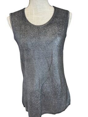Sans Pareille Sleeveless Black & Gray Knit Top W/Cotton Modal Silk Blend S